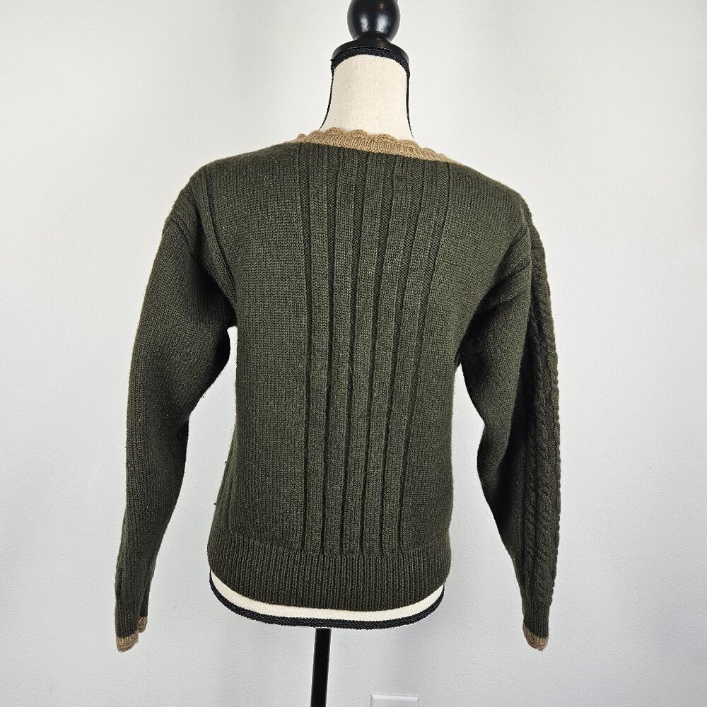 Vintage 90s Herman Geist Wool Hand Embroidered Flowers Floral Sweater Size Large - Picture 5 of 6